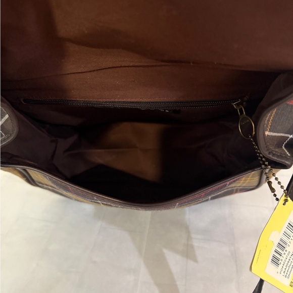 Barbour Tartan Messenger Bag - Brown and Yellow - Picture 10 of 10